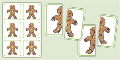 👉 Gingerbread Men Symmetry Matching Cards Teacher Made