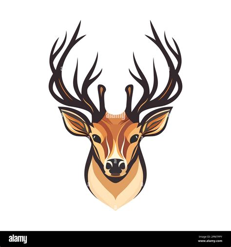 Deer Head Logo Design Abstract Drawing Deer With Horns Cute Cartoon