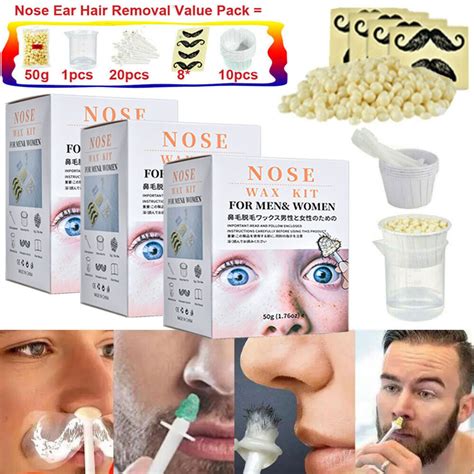 3 2 Nose Ear Hair Removal Wax Kit Painless And Easy Mens Beard Remove Waxing Set Ebay