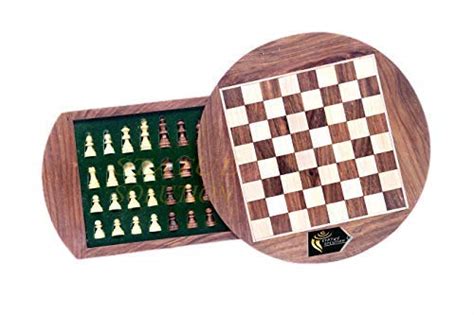 Buy Statuesolution Round Wooden Magnetic Travel Chess Board Set With