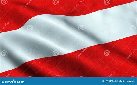 Austrian Flag Waving In The Wind Isolated Austria Stock Illustration