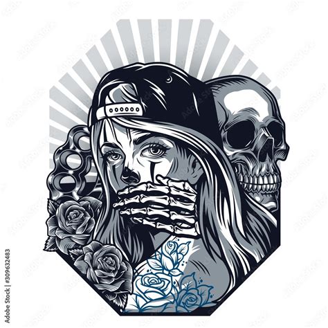 Vintage Chicano Tattoo Style Monochrome Concept Stock Vector Adobe Stock