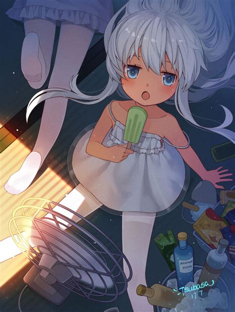 Safebooru 1girl Absurdres Alternate Costume Artist Name Blue Eyes Collarbone Dress Electric