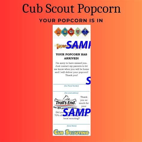 Cub Scout Popcorn Your Popcorn Is In Card Etsy