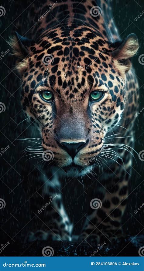 Realistic Jaguar Head Logo With Black Paint Splatters Stock