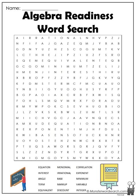 Algebra Readiness Word Search- Monster Word Search