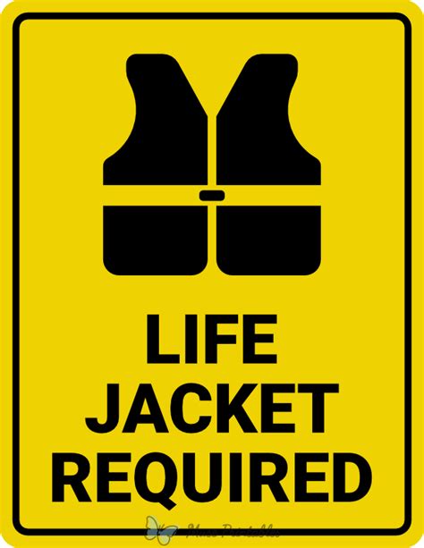 Printable Life Jacket Required Sign