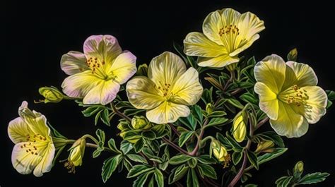 Un Cuadro De Flores Amarillas Y Rosas Con Centros Amarillos Y Centros