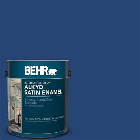 BEHR 1 Gal S H 580 Navy Blue Satin Enamel Alkyd Interior Exterior