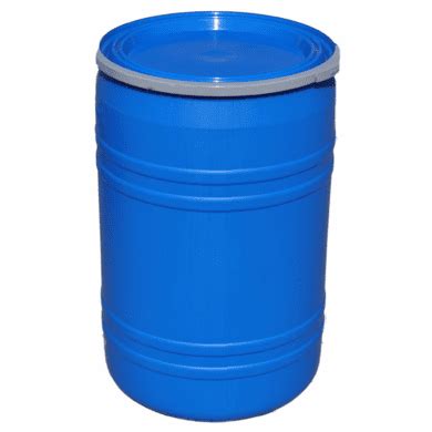 New 30 Gal Plastic Drum Open Top Flat Lid Blue