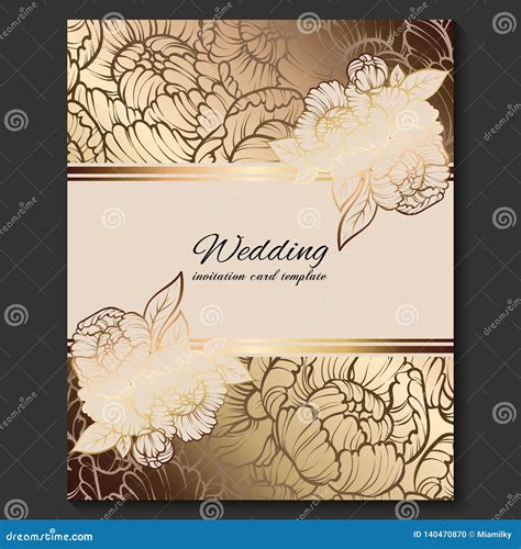 Antique Royal Luxury Wedding Invitation Gold On Beige Background With