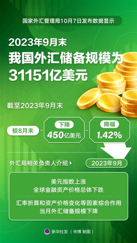 9月末我国外汇储备规模为31151亿美元 中国网