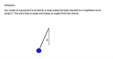 SOLVED Pendulum Our Model Of A Pendulum Is Formed By A Mass Called