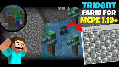 Easy Trident Farm For Mcpe Youtube