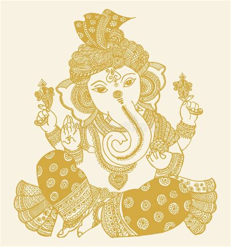 Dibujo O Esbozo De Lord Ganesha Aislado En Un Fondo De Ligereza Foto De