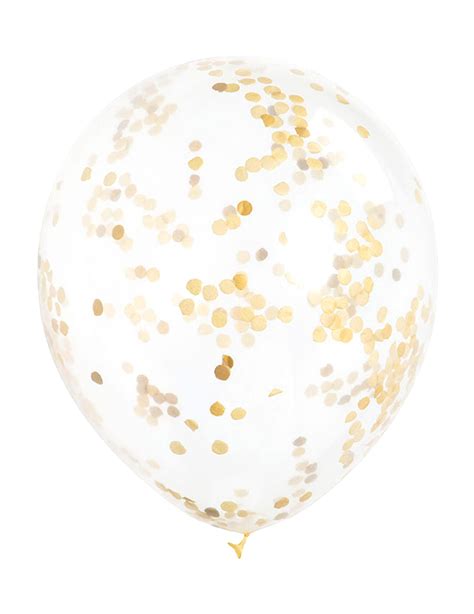 Ballons En Latex Transparents Avec Confettis Ocre Dor Cm