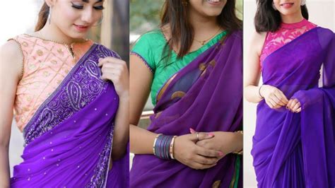 Plain Purple Saree