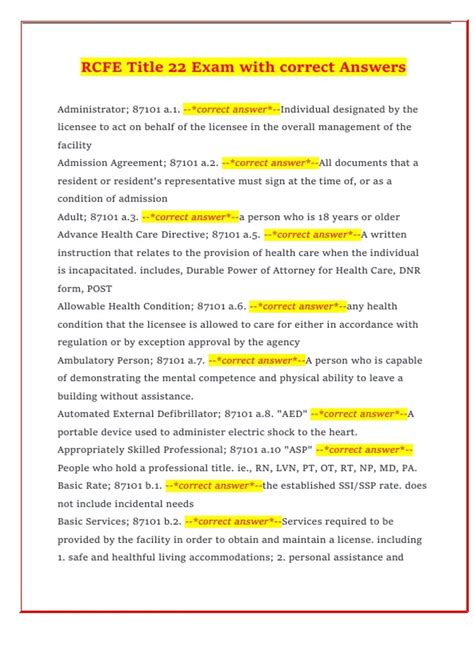 Rcfe Title Exam With Correct Answers Rcfe Stuvia Us