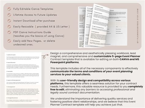 Event Planner Contract Template Canva Template Event Planner Etsy