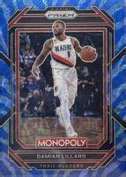 Damian Lillard 2022 Prizm Monopoly 73 Boardwalk Blue Tiger Stripe