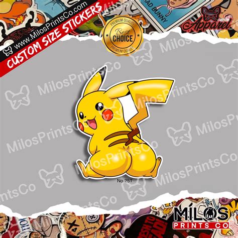 Thicc Pikachu Vinyl Sticker Pikachubig but Sticker Pikachu Big Ass Diecut Sticker Pokémon