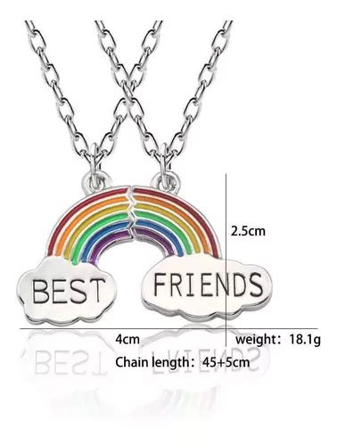 Colar Duplo Best Friends Arco Ris Bff Melhores Amigas R Em