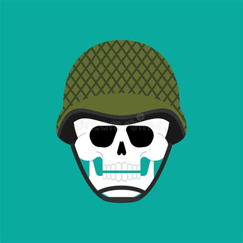 Calavera Con Casco Militar Y Cuchillo Ilustración del Vector