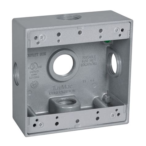 Taymac 2 Gang Gray Metal Weatherproof Exterior New Work Standard Square Electrical Box At