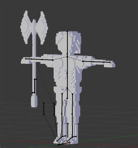 Animation Voxel Model Two Handed Axe Swing Hands Clip Through