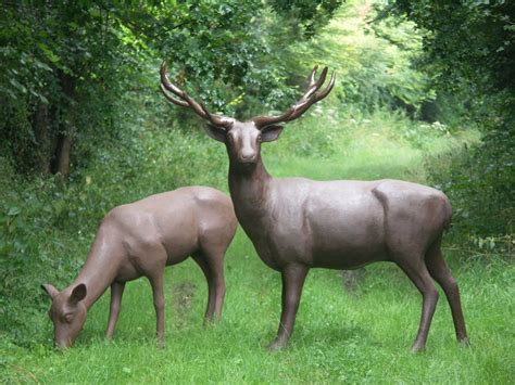 Sculpture En M Tal Le Cerf Et La Biche Binome En R Sine Pour