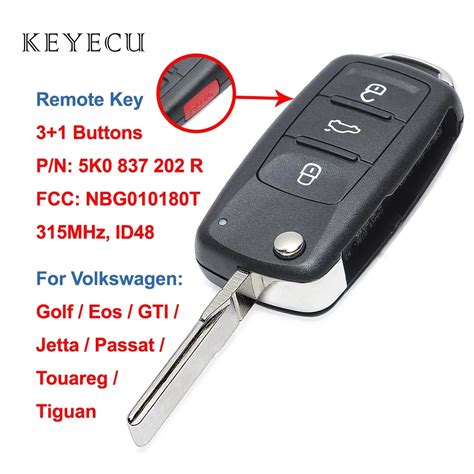 Keyecu Remote Key 3 1 Buttons 315MHz ID48 For Volkswagen VW Golf Eos