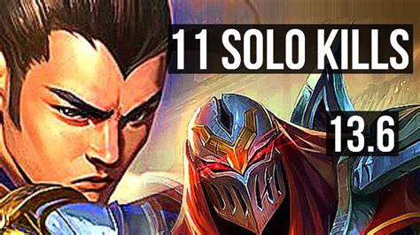 Xin Vs Zed Mid Solo Kills Quadra Legendary Rank Xin