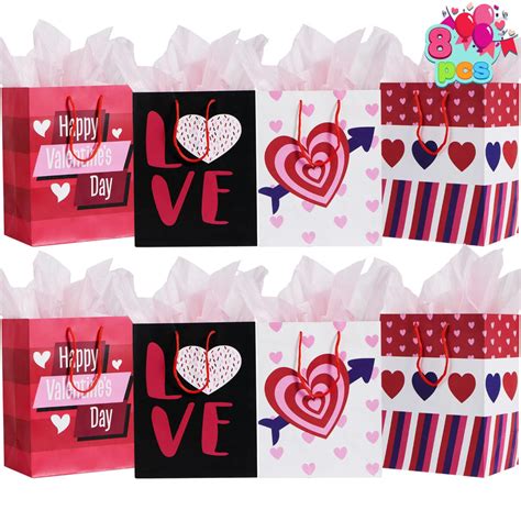 Paper T Bags With Filing Paper For Valentines Day In 4 Designs For