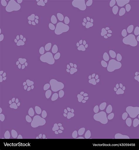 Purple Paw Print Seamless Pattern Royalty Free Vector Image