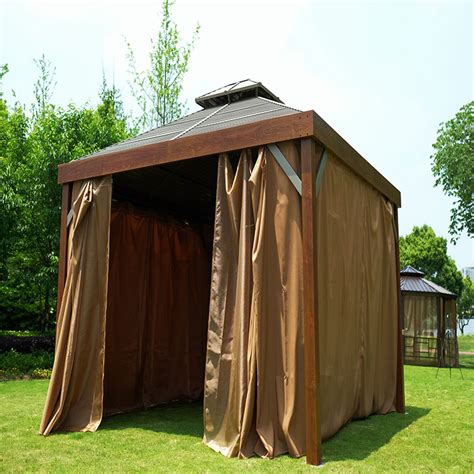 Metal Gazebo Aluminum Permanent Double Tier Roof Outdoor Hardtop Gazebo ...