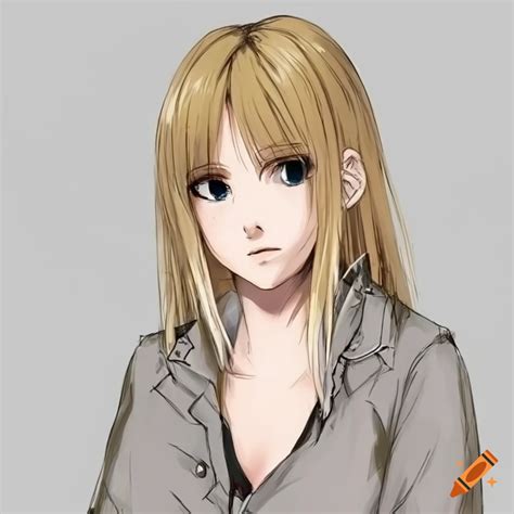 Anime Girl With Dirty Blonde Hair And Blue Eyes