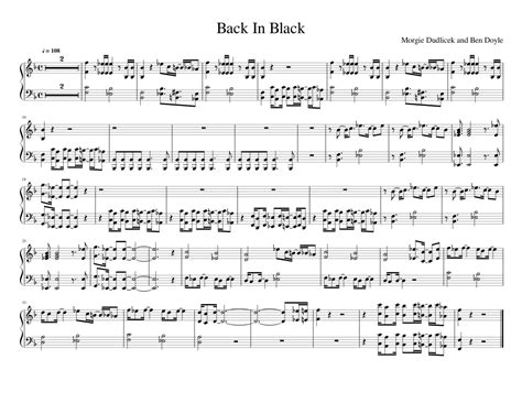 Back In Black Sheet Music For Piano Solo