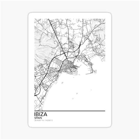 Pegatina Ibiza Map Poster Print Wall Art España T Printable Home