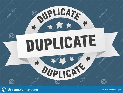 Duplicate Round Ribbon Isolated Label Duplicate Sign Stock Vector