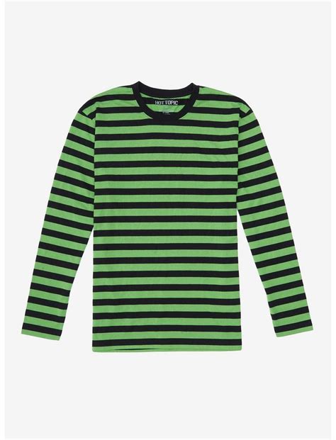 Green And Black Stripe Long Sleeve T Shirt Hot Topic