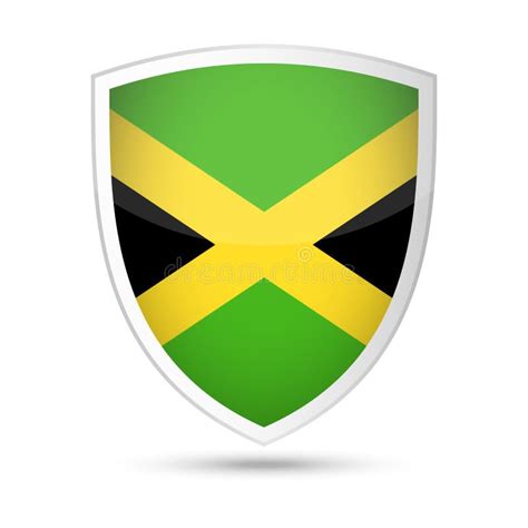 Icono Del Escudo Del Vector De La Bandera De Jamaica Stock De