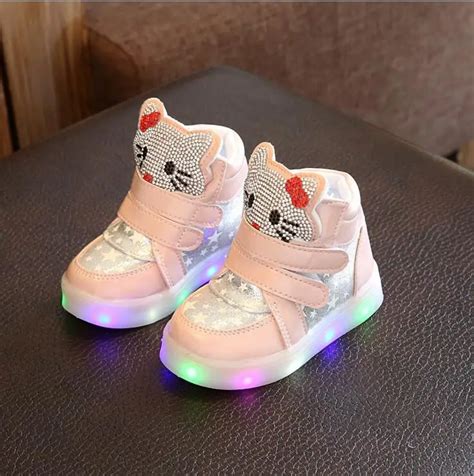 Fashion LED Girls Shoes Baby Letters Shoes Kids Colorful Light Up Glowing Sneakers Little Girl ...