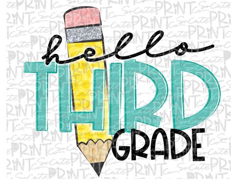 Back To School Hello Third Grade Clipart Png File For Etsy