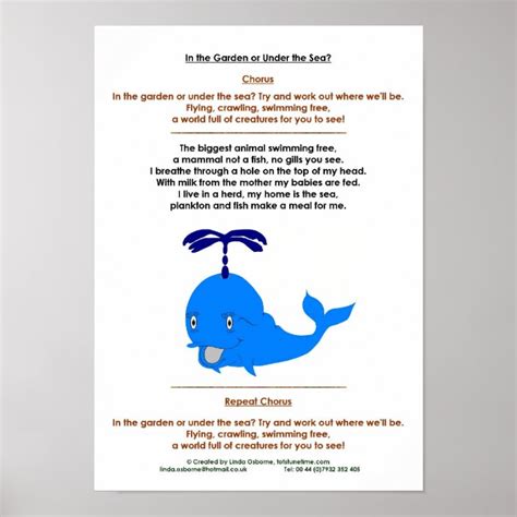 Whale Poem Pre School And Early Years Education Poster