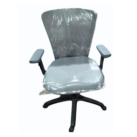 Rexine Medium Back Office Revolving Chair Grey And Black At Rs In