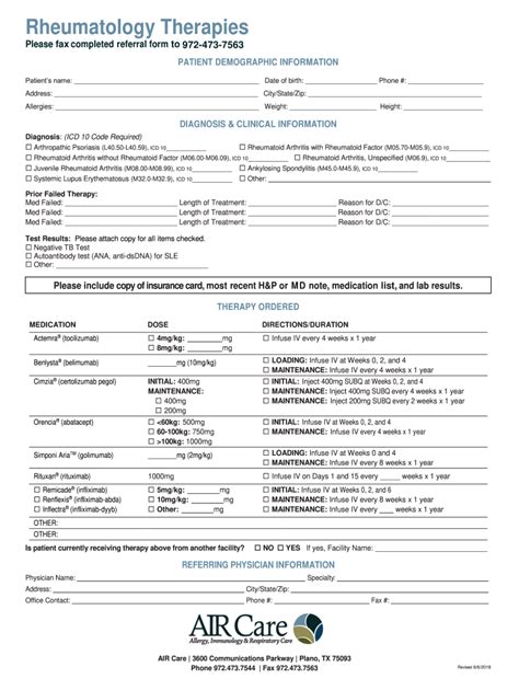 Fillable Online Rheumatology Non Iv Referral Form Envolve Health Fax