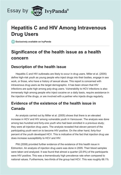 Hepatitis C And Hiv Among Intravenous Drug Users 1896 Words