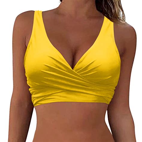 TOWED22 Women S Underwire Bikini Tops Push Up Criss Cross Swim Top