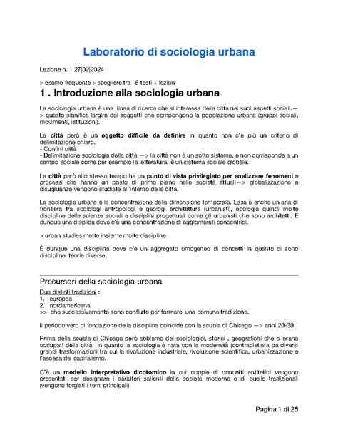 Lab Sociologia Urbana Laboratorio Di Sociologia Urbana Lezione N