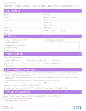 Fillable Online Norfolkslivingwell Org Norfolk And Waveney Health